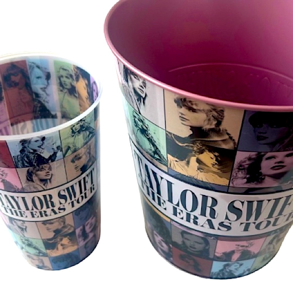Taylor Swift Eras Tour AMC Pink Popcorn Tin and Regular Size Plastic Cup